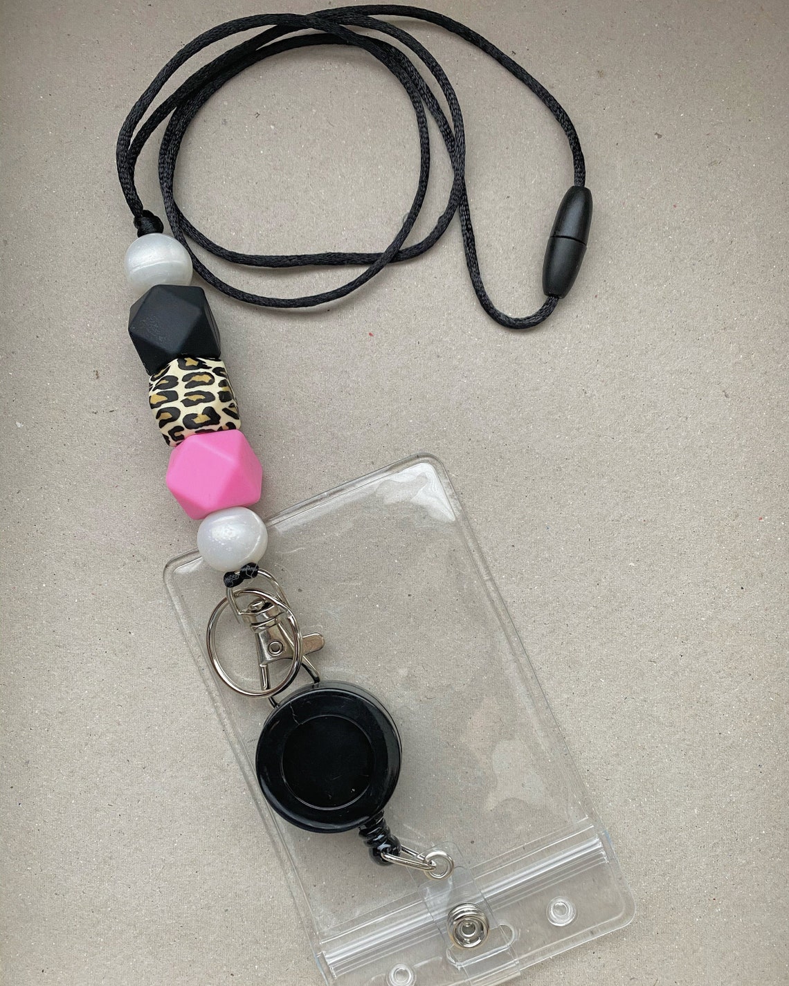 Silicone Bead Breakaway Lanyard With Badge Reel Etsy Hong Kong