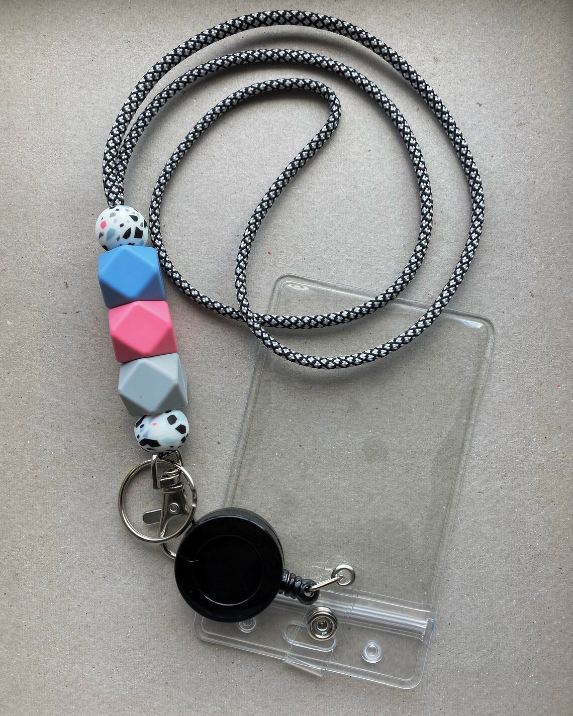 Silicone Bead Paracord Lanyard with Badge Reel Etsy