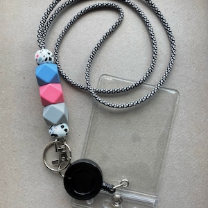 Silicone Bead Paracord Lanyard with Badge Reel