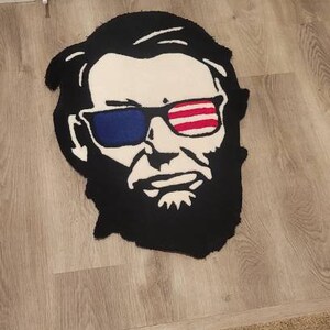 Handmade Abraham Lincoln Rug, Soft, Decoration, Felt Backing
