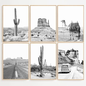 Wüste 6er Set Bilder Southwestern Poster Arizona Wüste Foto Boho Nationalpark Schwarz Weiß Wüste Kaktus Druck Großes Reise Wüstenfoto