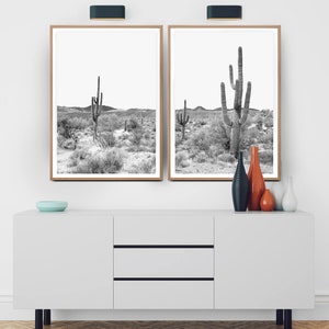 Arizona Desert Set of 2 Black White Print Southwestern Desert Cactus ...