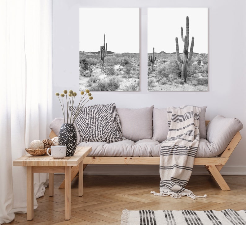 Arizona Desert Set of 2 Black White Print Southwestern Desert - Etsy