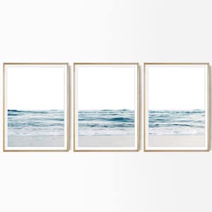 Blaue Welle 3er-Set Ocean Art Prints Minimalist Wave Set Print and Mail Beach Coastal Decor Ocean Giclee Triptychon 3-teilige Pastellwandkunst