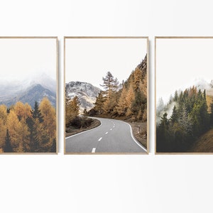 Berg Print 3er Set Landschaft Foto Set Herbst Natur Bauernhof Dekor Berg Poster 3er Set Wald Kunst Herbst Wand Kunst Wald 3 Teilig