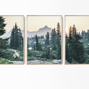 Nature Art Set of 3 Mountain Wall Art Landscape Print Set Lake Mountain Set Nordic Wall Art Set National Park Prints Giclee Nature Poster