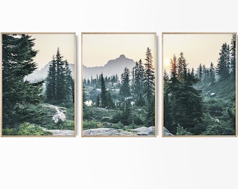 Nature Art Set of 3 Mountain Wall Art Landscape Print Set Lake Mountain Set Nordic Wall Art Set National Park Prints Giclee Nature Poster