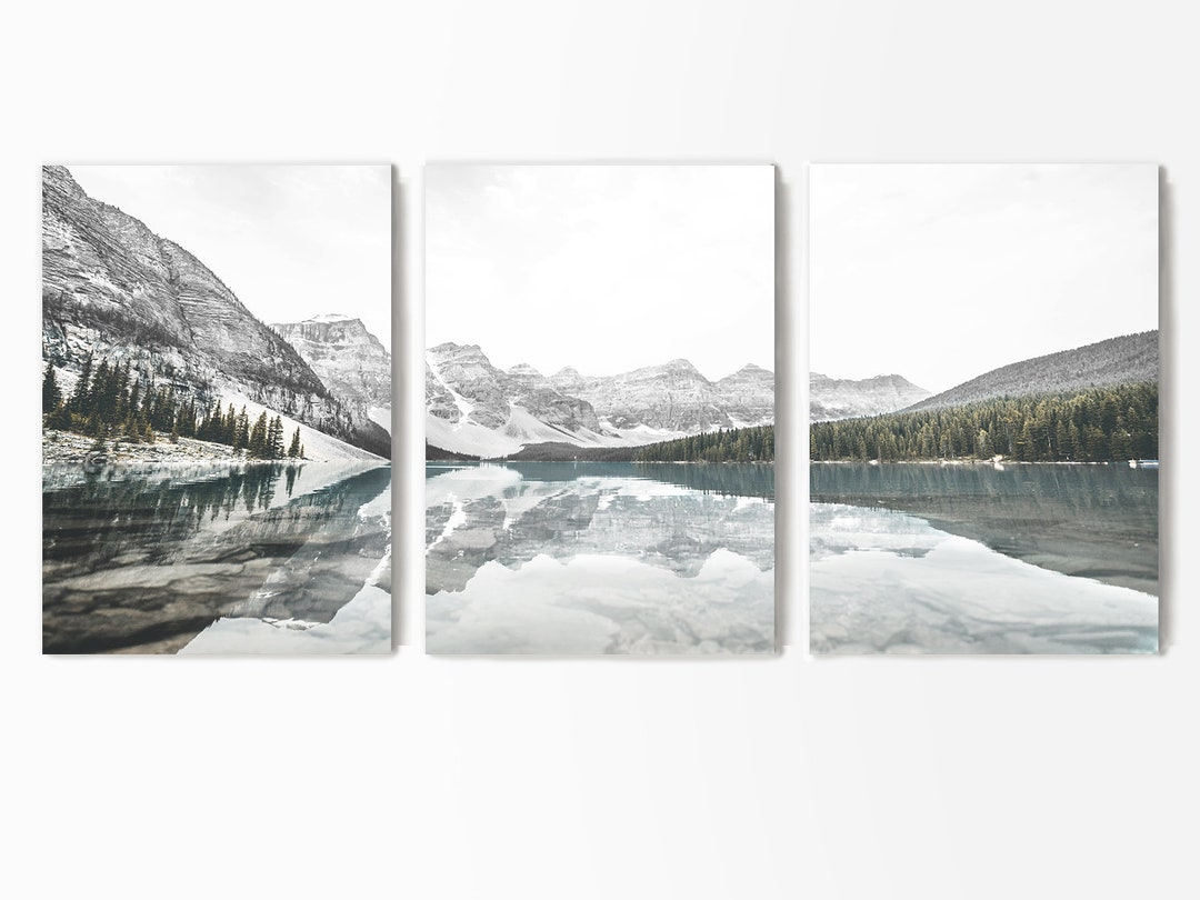 Canvas Set 3 Poster Mountain Triptych Moraine Lake Print Mountain Lake ...