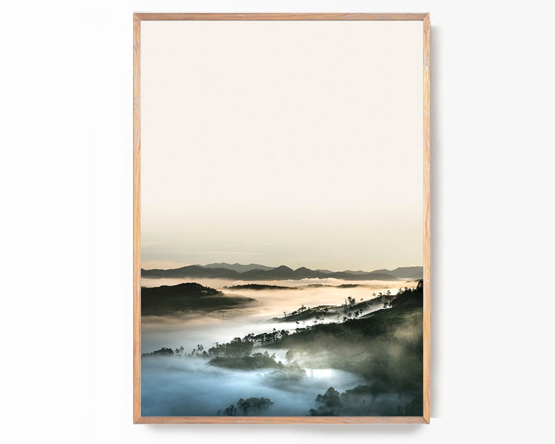 Forest Hills Landscape Wall Print Minimal Forest Art Nature Wilderness ...