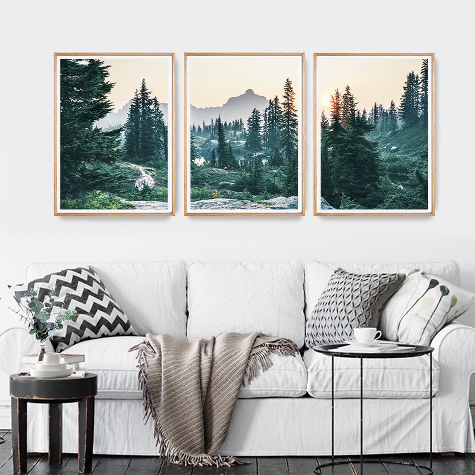 Nature Art Set of 3 Mountain Wall Art Landscape Print Set Lake | Etsy ...