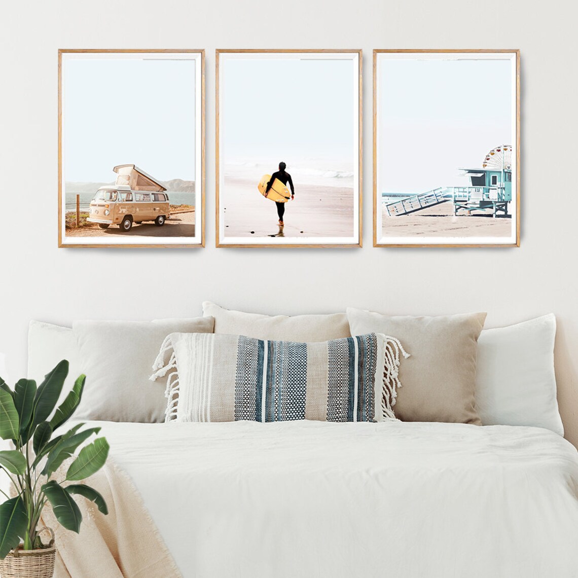 Coastal Set of 3 Surf Wall Art Print California Boho Surf Etsy