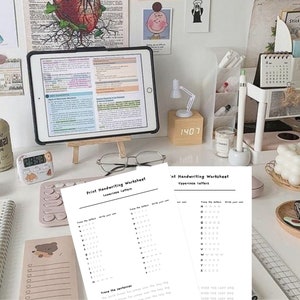 May include: Two printable handwriting worksheets for practicing lowercase and uppercase letters. The worksheets include tracing exercises for each letter and sentences to practice writing.