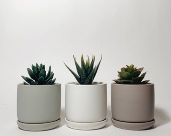 3-inch Succulent Ceramic Plant Pot with Saucer | Modern Mini Planters | Indoor Planter | Indoor Pot | Matte Finish Ceramics