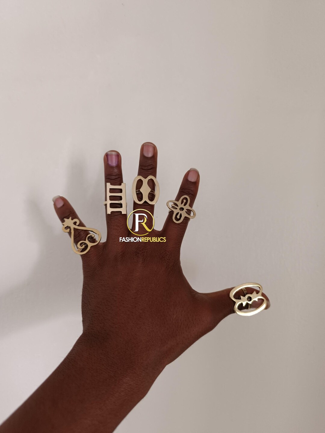 5 Adinkra Rings,adjustable Brass Rings,brass Ring, African Brass Rings ...