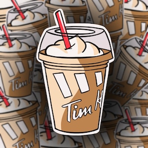 Tim Hortons Iced Capp Sticker, Glossy Vinyl Waterproof, Iced Coffee, Canadian Coffee Shop