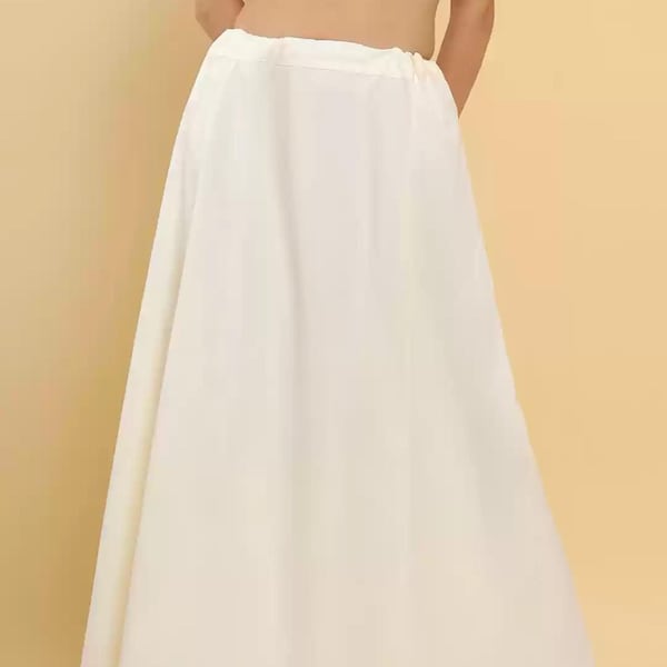 Handmade Traditional 100% Pure Soft Cotton Cream Petticoat for Women | Full Flared Saree Underskirt | Daily Wear Slip Skirt with Drawstring