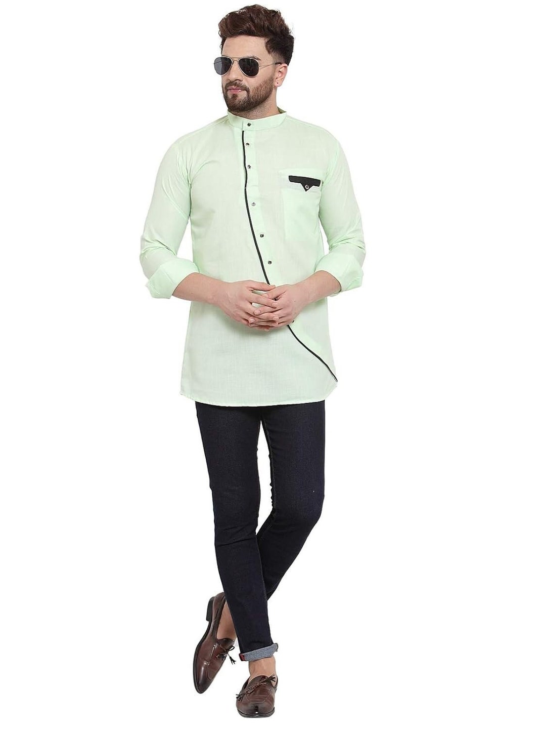 Indian Handmade Light Green Kurta for Men Traditional Kurta Etsy