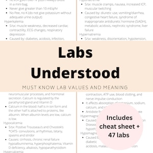 Labs Understood | Labs Cheat Sheet | Labs Study Guide | Nursing School | Clinical | Study Guide | Nursing School Cheat Sheet | Nclex