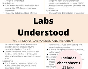 Nursing Labs Cheat Sheet: Study Guide for Nursing School (PDF)