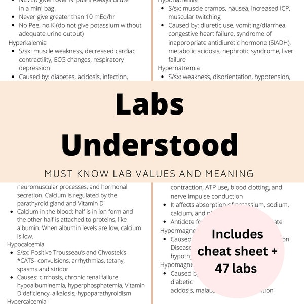 Nursing Labs Cheat Sheet: Study Guide for Nursing School (PDF)