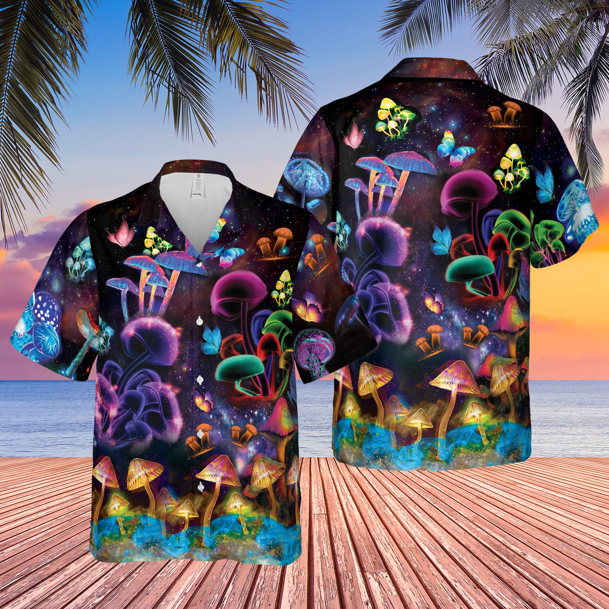 Mushroom Neon Tropical Hawaiian Shirt Mushroom Lover Gift | Etsy