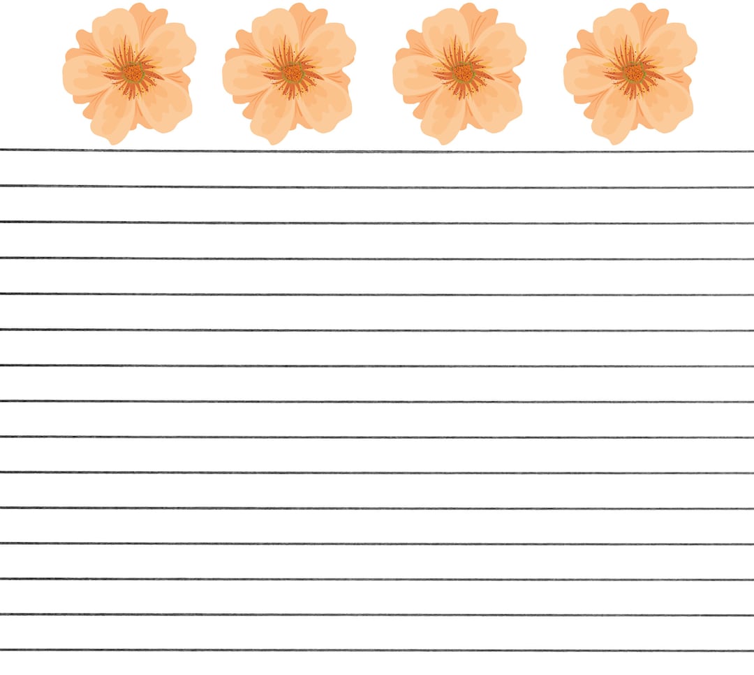 Big Orange Flower Lined Stationary-orange Floral Lined Stationary ...