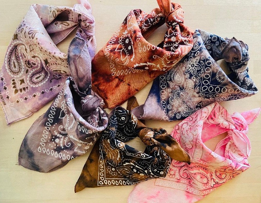 Acid Wash / Bleached / Reverse Dye Bandanas black, Purple, Pink, Blue