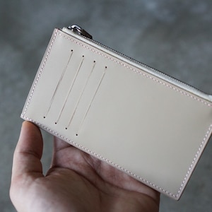 Handmade Leather zipper wallet, Ladies zipper card holder wallet, calf skin leather clutch wallet
