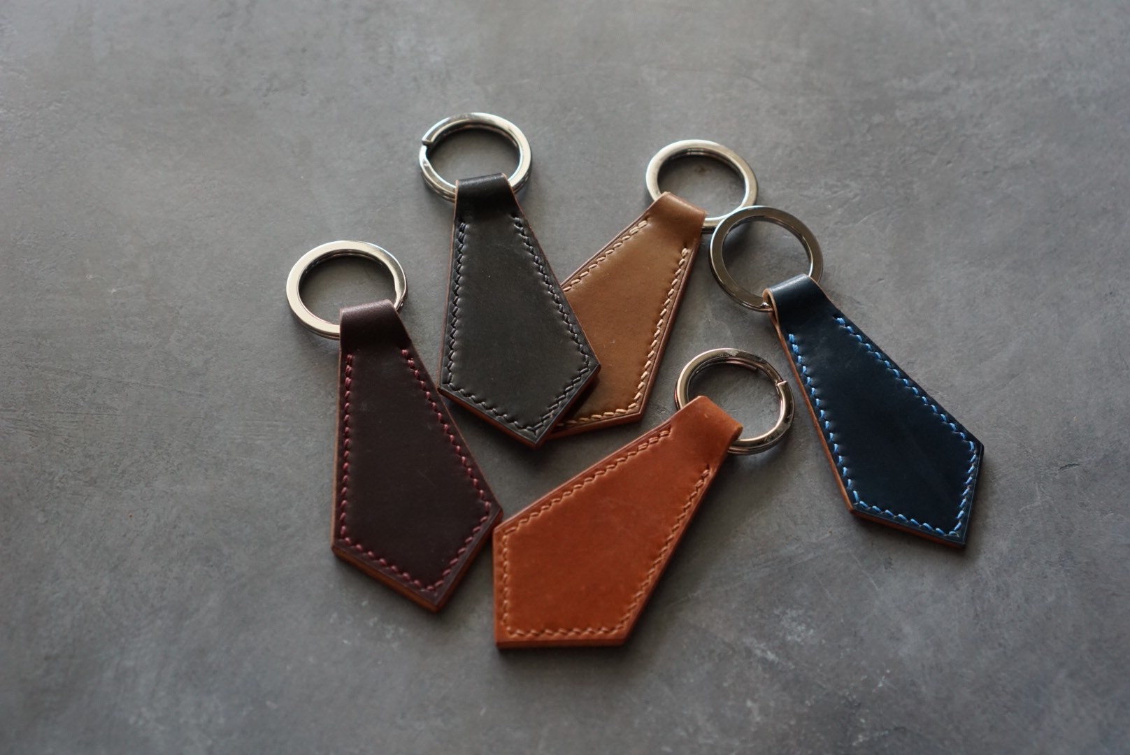 CustomLeatherAndPen Custom Micro EDC Keychains in Horween Shell Cordovan | Made to Order Nickel