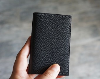 Hermes Calvi Black Card Holder Epsom Leather