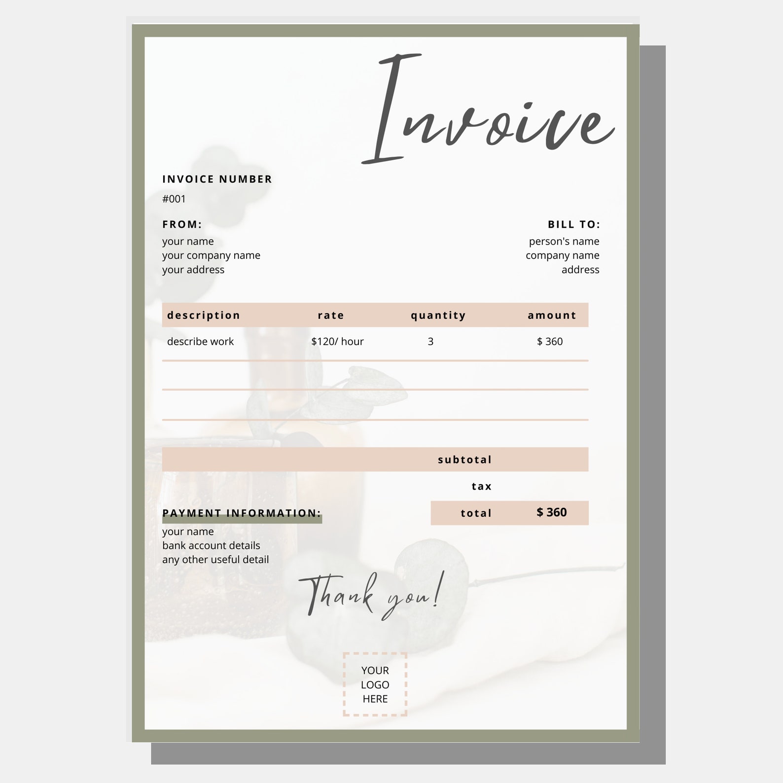 CANVA INVOICE TEMPLATE Digital Easy to Edit Canva Template Etsy CANVA INVOICE TEMPLATE Digital Easy to Edit Canva Template Etsy