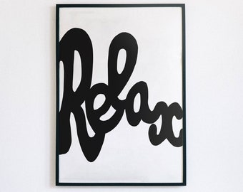 Printable Wall Decor Art Digital Download, Minimalist Print Poster, Black And White Prints, Urban Outfitters Wall Art | Relax