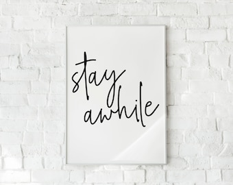 Printable Wall Decor Art Digital Download, Minimalist Print Poster, Black And White Prints, Urban Outfitters Wall Art | Stay Awhile