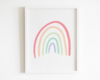 Printable Wall Decor Art Digital Download, Pastel Rainbow Decor, Minimalist Print Poster, Nursery Decor, Playroom Decor | Rainbow