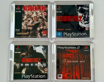 Coasters 4 x Retro Resident Evil Video Game Drinks Coasters