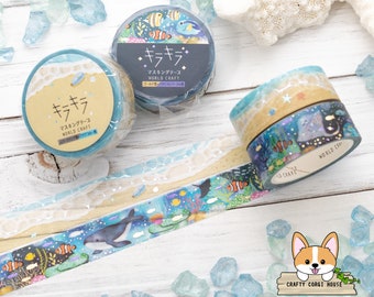 1 Rolle | 15mm | Welthandwerk | Ozean KIRAKIRA Washi Tape | Strand - Meer