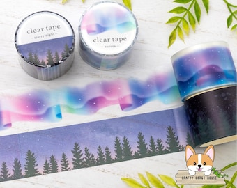 1 roll | 30mm | Mind Wave | Clear Matte PET Tape | Aurora - Starry Sky