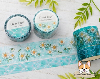1 roll | 15mm or 30mm | Mind Wave | Clear Matte PET Tape | Water Surface - Floating Flower