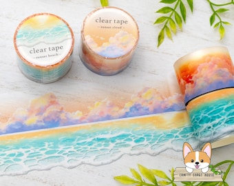 1 or 2 pc set | 30mm | Mind Wave | Clear Matte PET Tape | Sunset Cloud - Sunset Beach