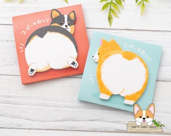 30 sheets | Mind Wave | POMPON HIP Corgi Stand Sticky Notes Memo Pad | Red Corgi - Black Tricolored Corgi