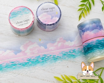 1 or 2 pc set | 30mm | Mind Wave | Clear Matte PET Tape | Twilight Cloud - Twilight Beach