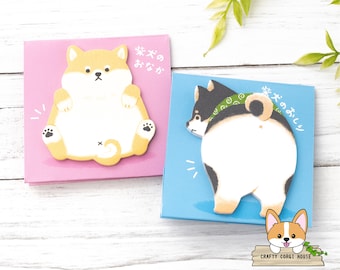 30 sheets | Mind Wave | POMPON HIP Shiba Inu Stand Sticky Notes Memo Pad | Red Shiba Inu - Black Tri Shiba Inu