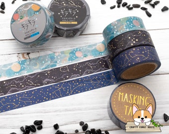 1 roll | 15mm | World Craft | Starry Night KIRAKIRA Foil Washi Tape | Horoscope - Planets - Constellation