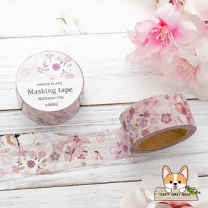 1 rolo | 20mm | Papier Platz x Umemo Egi | Fita Washi de flor de cerejeira japonesa | Sakura
