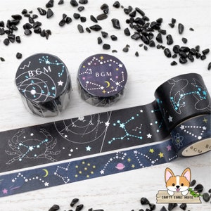 1 rol | 15 mm of 30 mm | Achtergrondmuziek | Night Constellation foliewashitape | Kleurrijke ruimte: sterrenbeeld