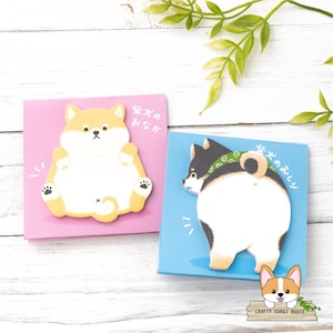 30 sheets | Mind Wave | POMPON HIP Shiba Inu Stand Sticky Notes Memo Pad | Red Shiba Inu - Black Tri Shiba Inu