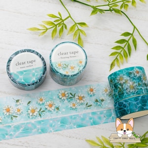 1 roll | 15 or 30mm | Mind Wave | Clear Matte PET Tape | Water Surface - Floating Flower