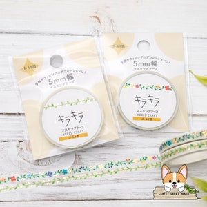 1 rolo | 5 mm | World Craft | Fita adesiva fina para washi KiraKira Foil ROLO | Flor - Folha