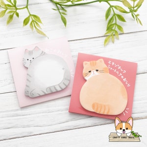 30 sheets | Mind Wave | POMPON HIP Cat Stand Sticky Notes Memo Pad | American Shorthair Cat - Exotic Shorthair Cat