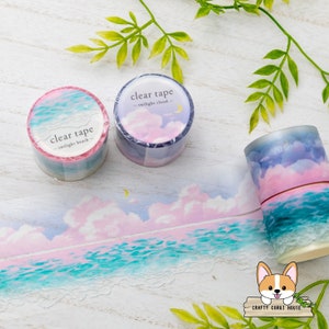 1 or 2 pc set | 30mm | Mind Wave | Clear Matte PET Tape | Twilight Cloud - Twilight Beach